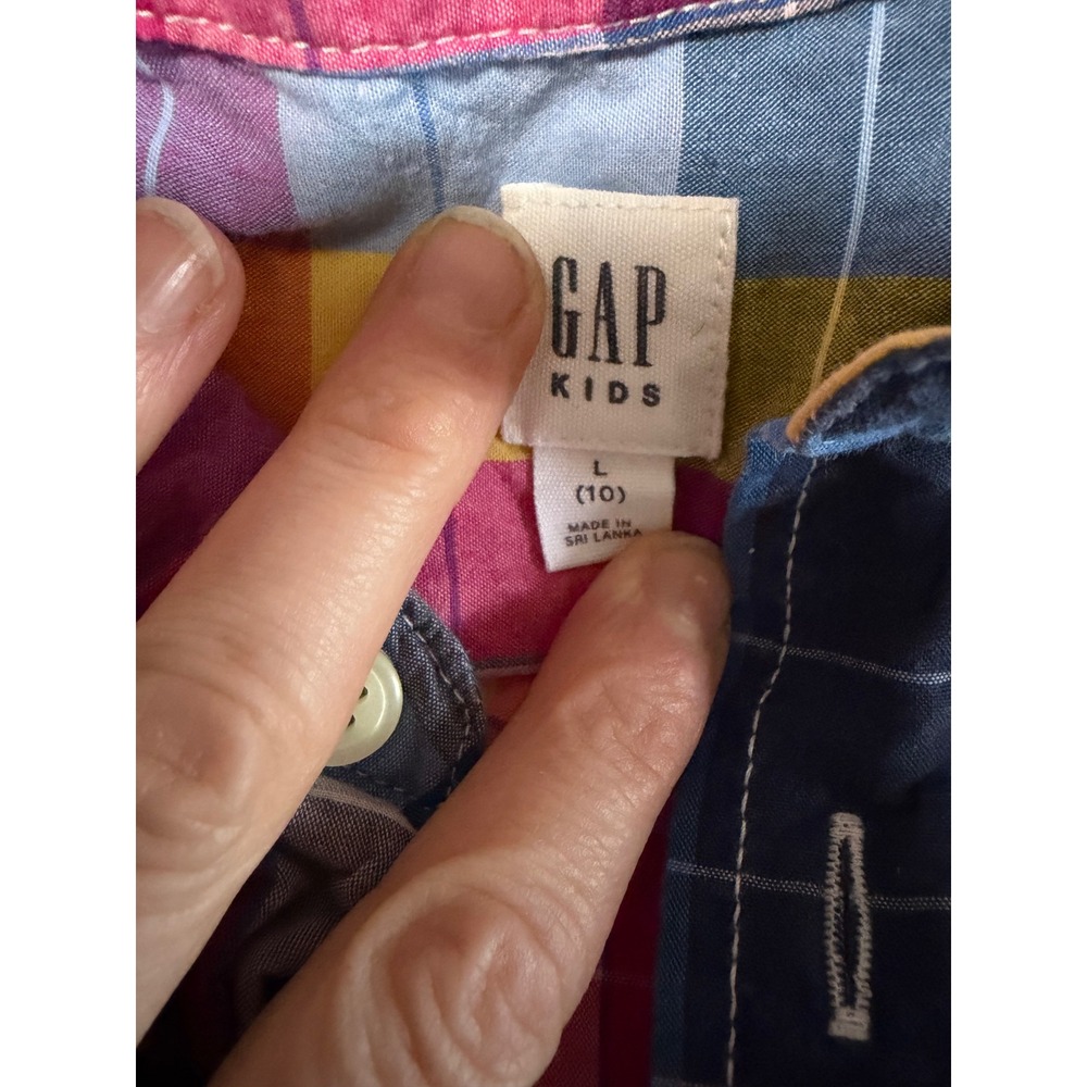 Gap Kids Boys Multicolor Plaid Long Sleeve Button Down Shirt Size L 10